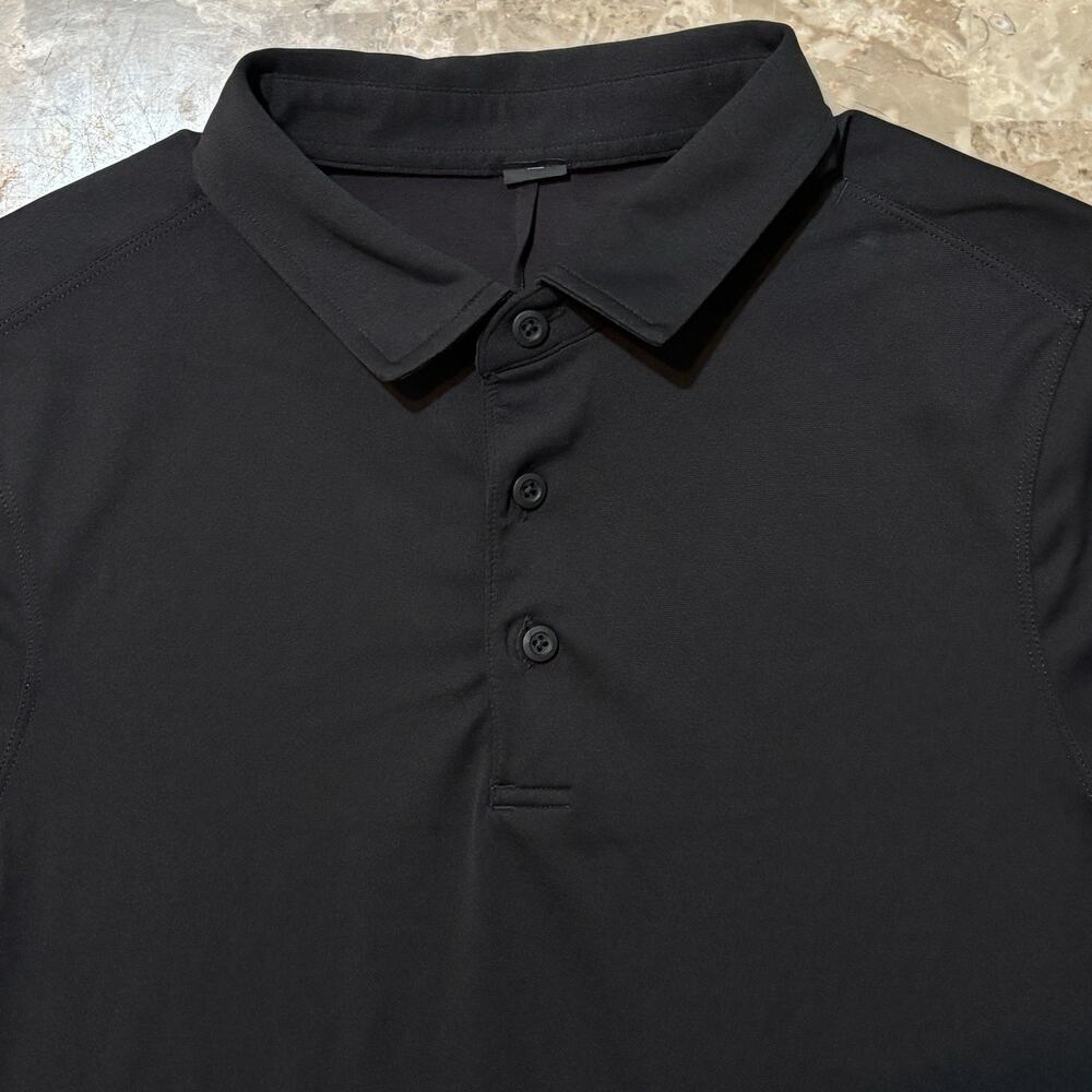 Lululemon Polo Shirt Mens Small Black Short Sleeve Evolution Tennis Golf